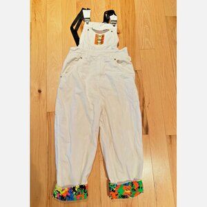 Vintage Modern Revolt White 80s 90s Overall Colorful Accent Jeans Coverall